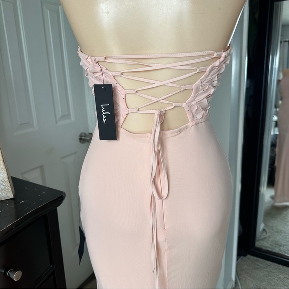 LULU’S STUNNING CONCEPT MESH RHINESTONE STRAPLESS MAXI DRESS - Picture 13 of 16